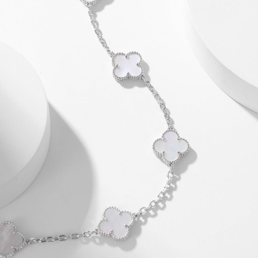 [Shinejoy]CLOVER 10 MOTIFS WHITE MOTHER OF PEARL NECKLACE