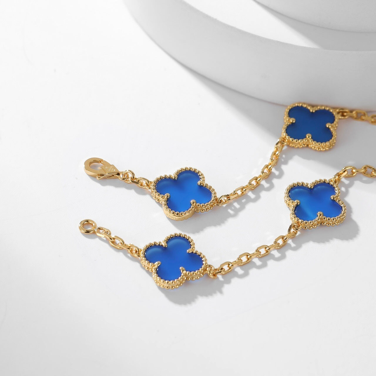 [Shinejoy]CLOVER 10 MOTIFS BLUE AGATE NECKLACE