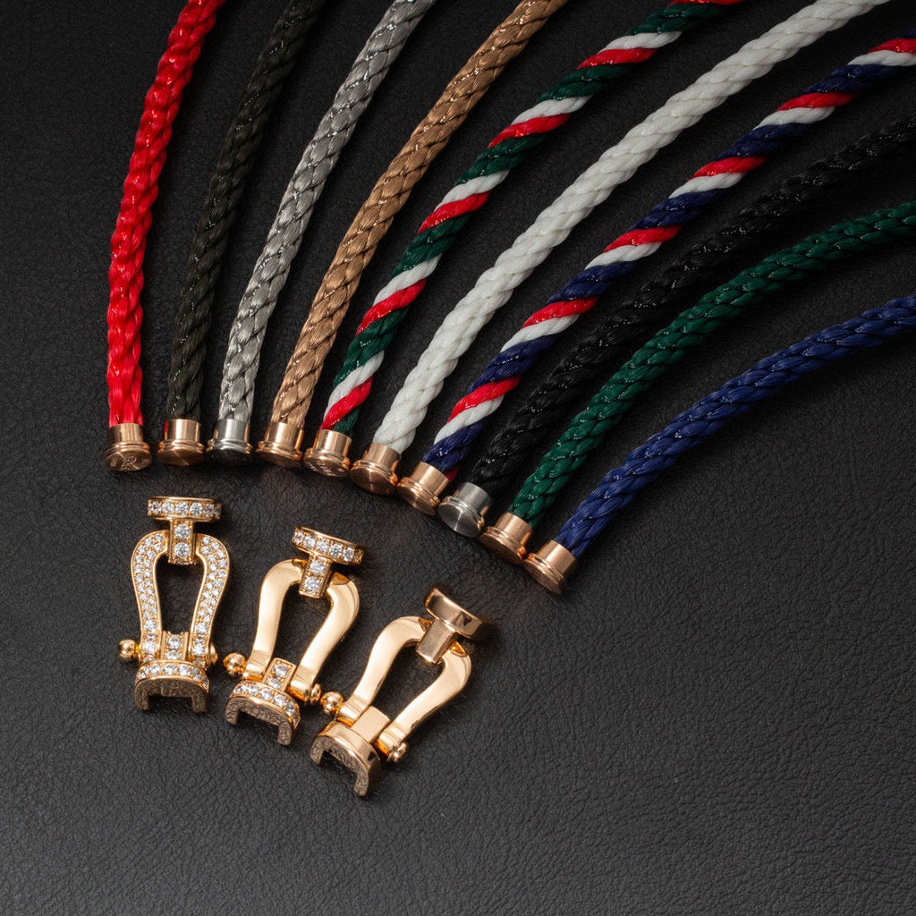 [Shinejoy] BRACELET FORCE GRAND FER À CHEVAL DEMI-DIAMANTS OR ROSE