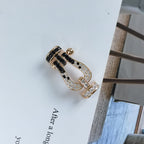 [Shinejoy] FORCE GRAND FER À CHEVAL NOIR ET BLANC DIAMANT ARGENT