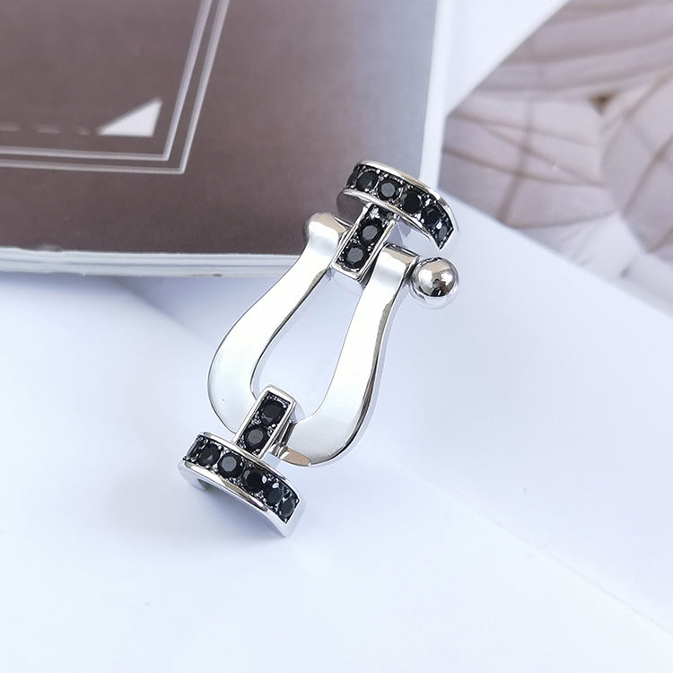 [Shinejoy]FORCE LARGE HORSESHOE BLACK DIAMOND BRACELET SILVER