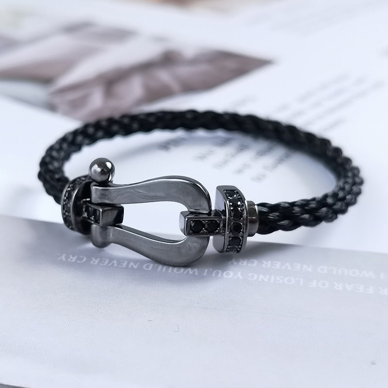 [Shinejoy]FORCE GRANDE SÉRIE FER À CHEVAL BRACELET SAMOURAÏ NOIR