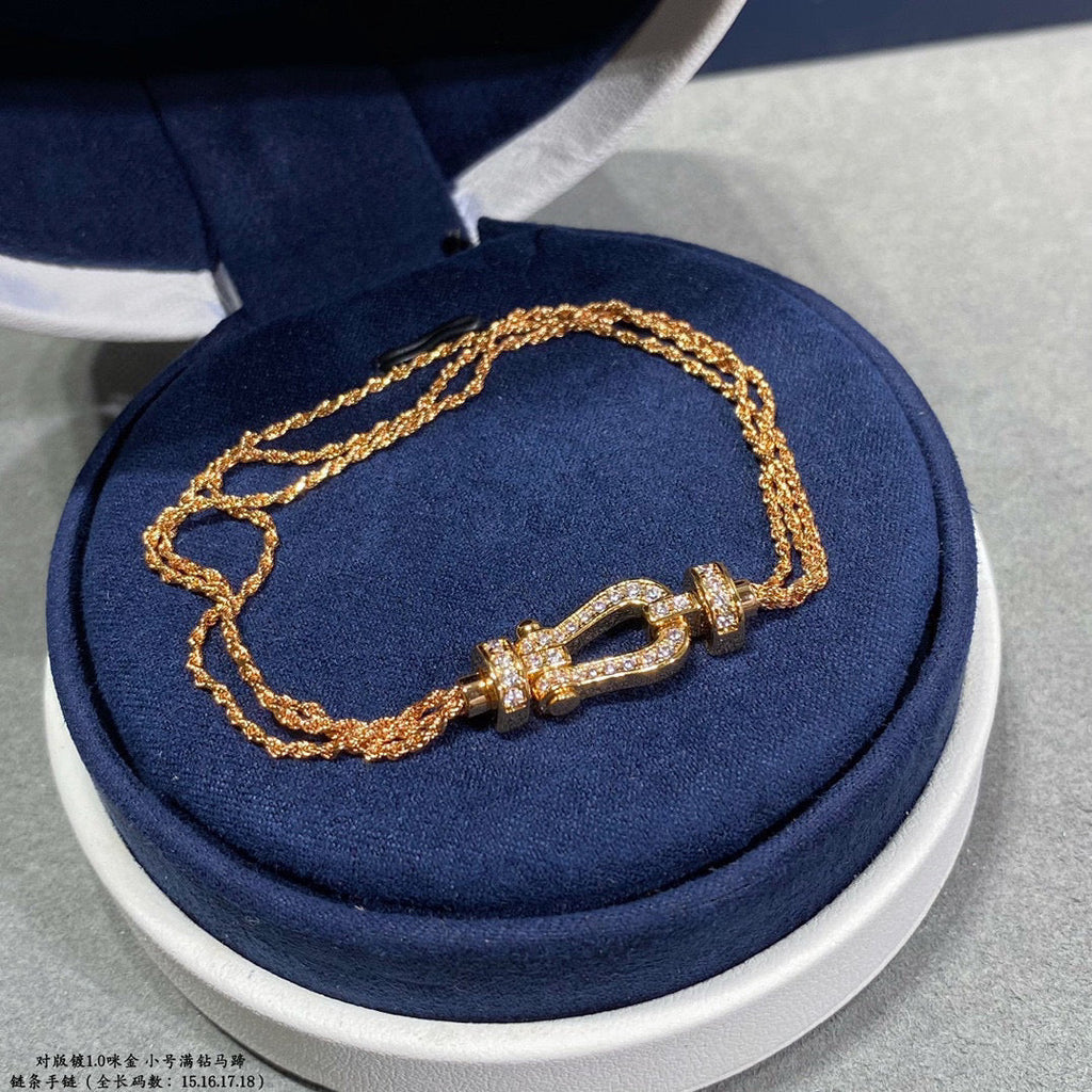 [Shinejoy]FORCE SMALL HORSESHOE  DIAMOND CHAIN ROPE BRACELET