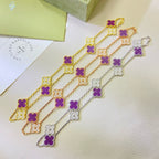 [Shinejoy Jewelry] COLLIER CLOVER 10 MOTIFS VIOLET DIAMANT