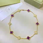 [Shinejoy Jewelry] COLLIER CLOVER 10 MOTIFS VIOLET DIAMANT