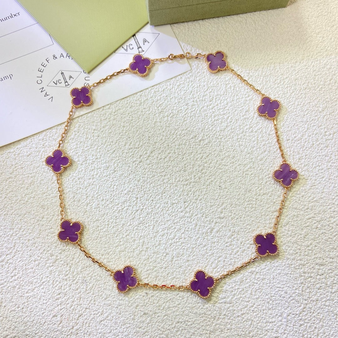 [shinejoy Jewelry]CLOVER 10 MOTIFS  PURPLE VIOLET  NECKLACE