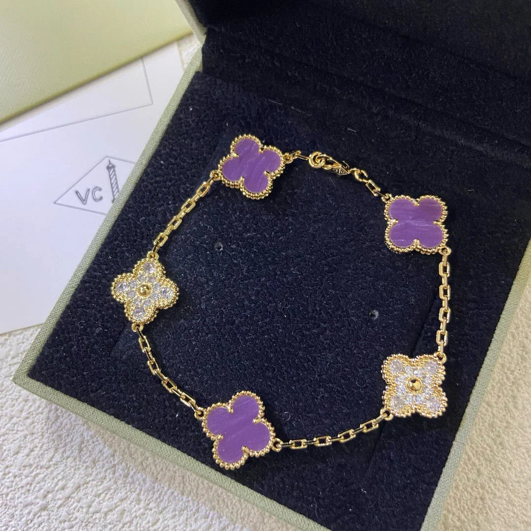 [⭐Shinejoy] COLLECTION DE BRACELETS CLOVER 5 MOTIF VIOLET