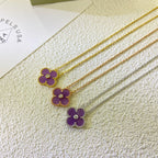 [Shinejoy Jewelry] COLLIER CLOVER 15MM DIAMANT VIOLET