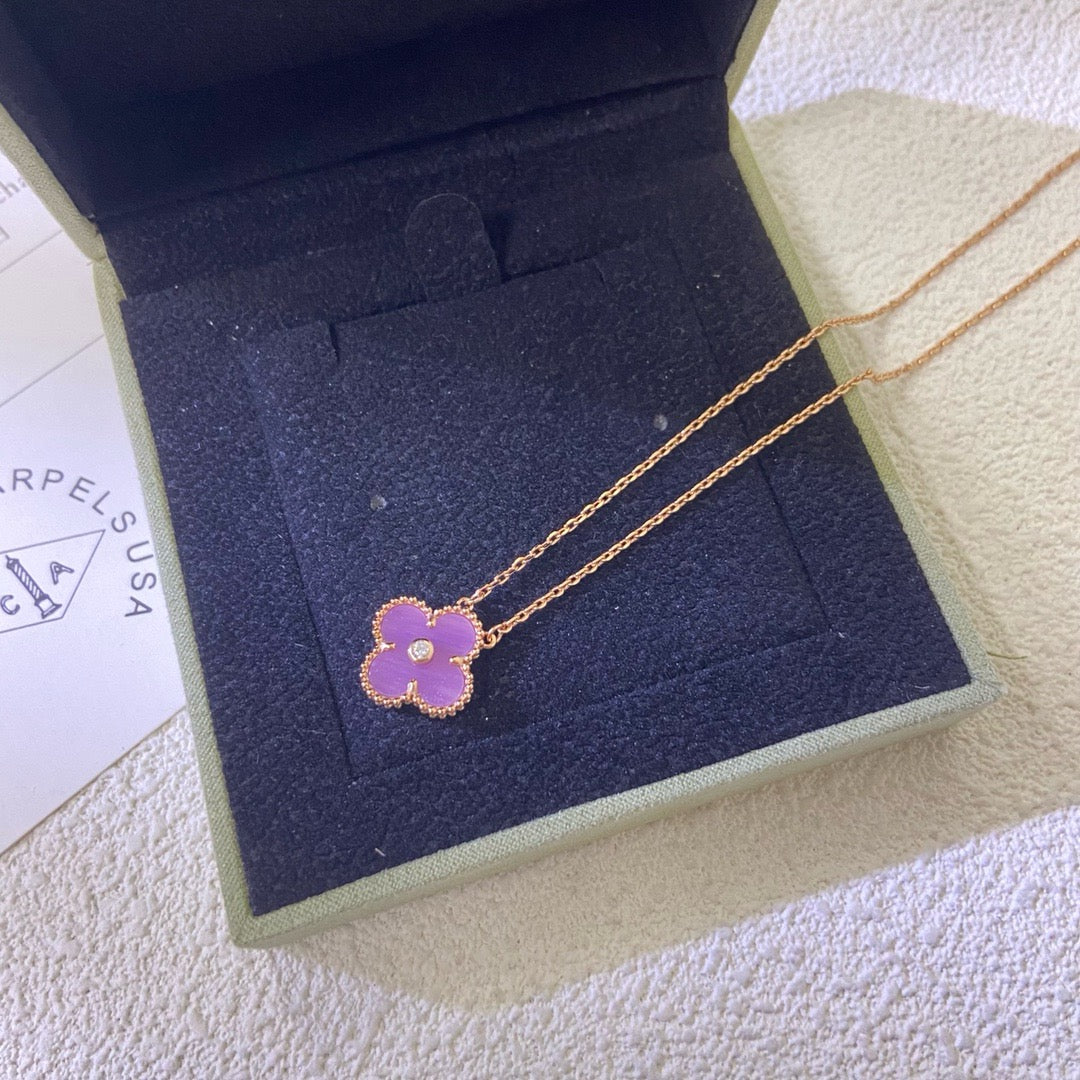 [Shinejoy Jewelry] COLLIER CLOVER 15MM DIAMANT VIOLET