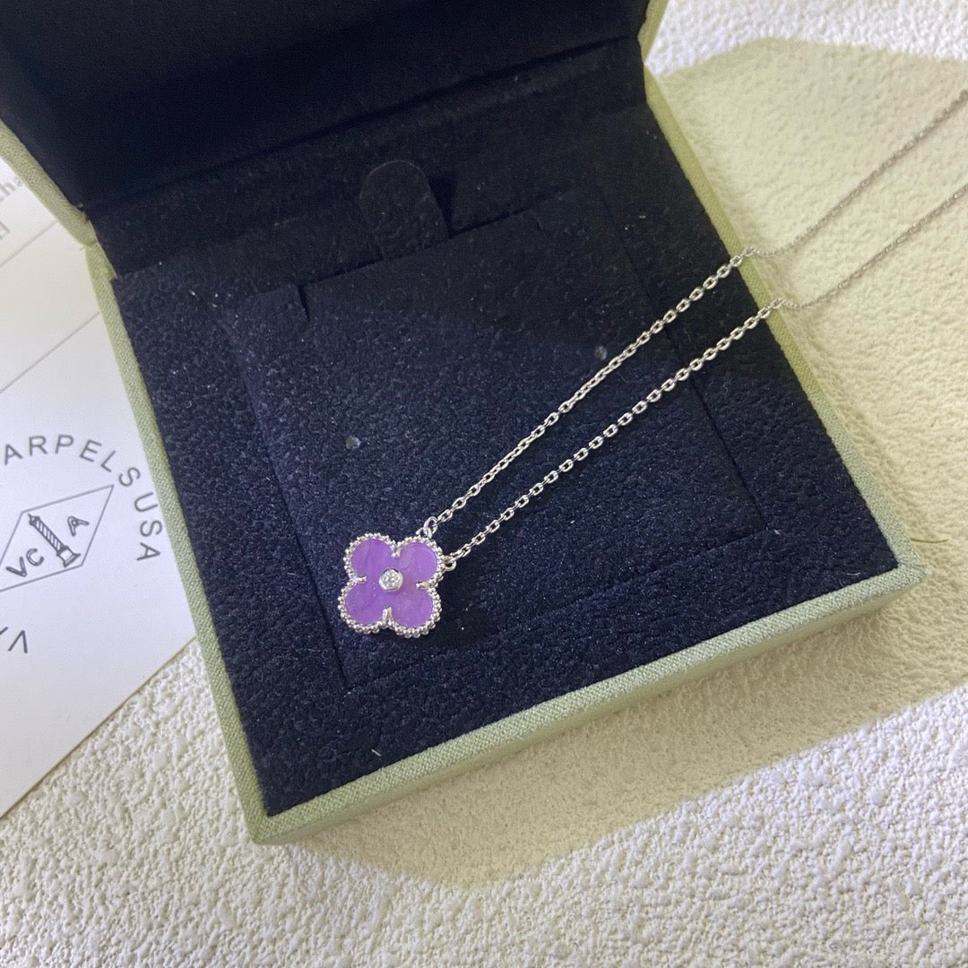 [Shinejoy Jewelry] COLLIER CLOVER 15MM DIAMANT VIOLET