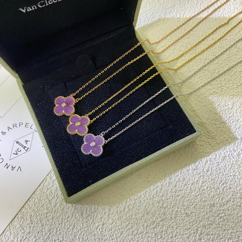[Shinejoy Jewelry] COLLIER CLOVER 15MM DIAMANT VIOLET