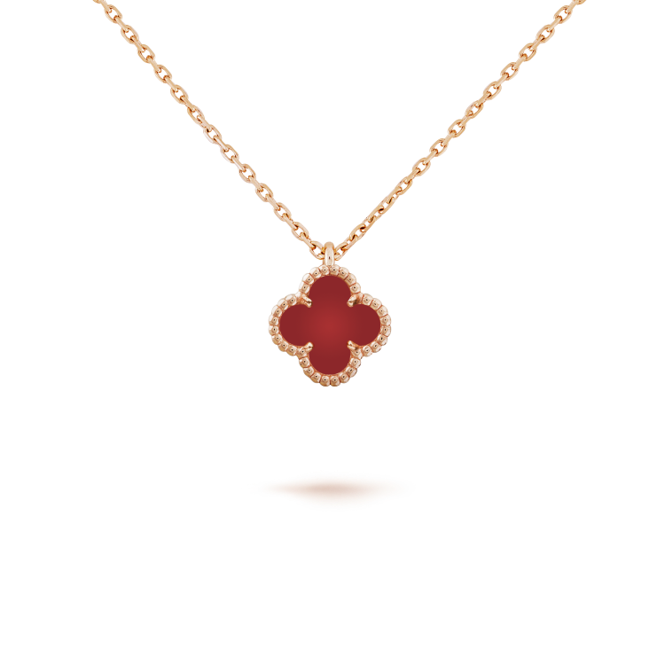 [Shinejoy]CLOVER MINI 9.5MM WHITE CARNELIANS NECKLACE