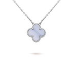 [Shinejoy]CLOVER 15MM BLUE CHALCEDONY NECKLACE SILVER