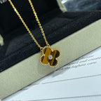 Collier [Shinejoy]CLOVER en diamant 15 mm et agate œil de tigre jaune
