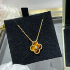 Collier [Shinejoy]CLOVER en diamant 15 mm et agate œil de tigre jaune
