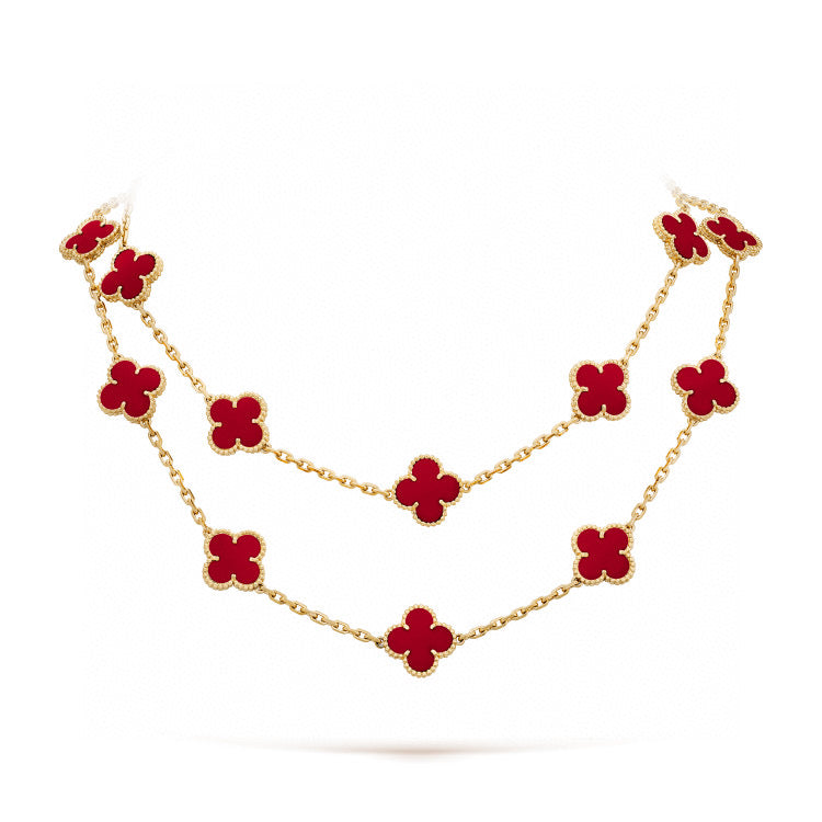 [Shinejoy]CLOVER 20 MOTIFS CARNELIAN NECKLACE