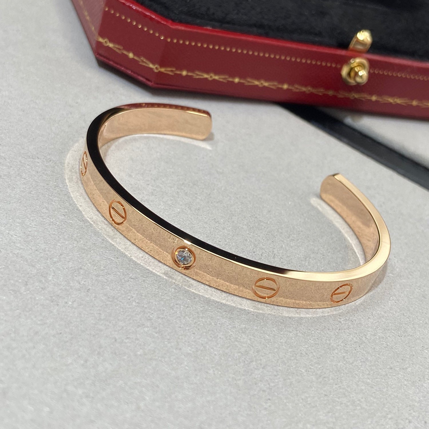 [Shinejoy]LOVE BRACELET 6.1MM 1 DIAMOND OPEN CUFF