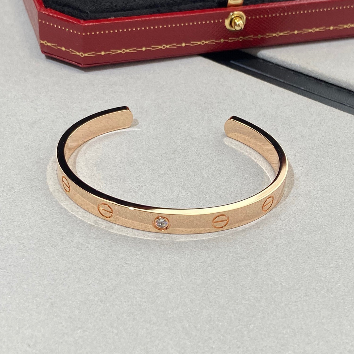 [Shinejoy]LOVE BRACELET 6.1MM 1 DIAMOND OPEN CUFF