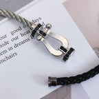 [Shinejoy]FORCE LARGE HORSESHOE BLACK DIAMOND BRACELET SILVER