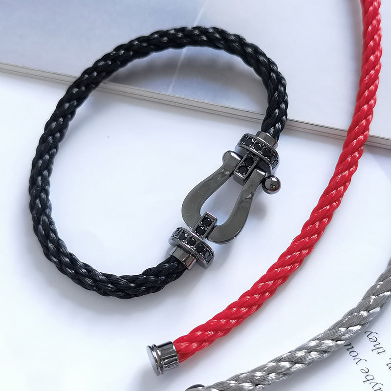 [Shinejoy]FORCE GRANDE SÉRIE FER À CHEVAL BRACELET SAMOURAÏ NOIR