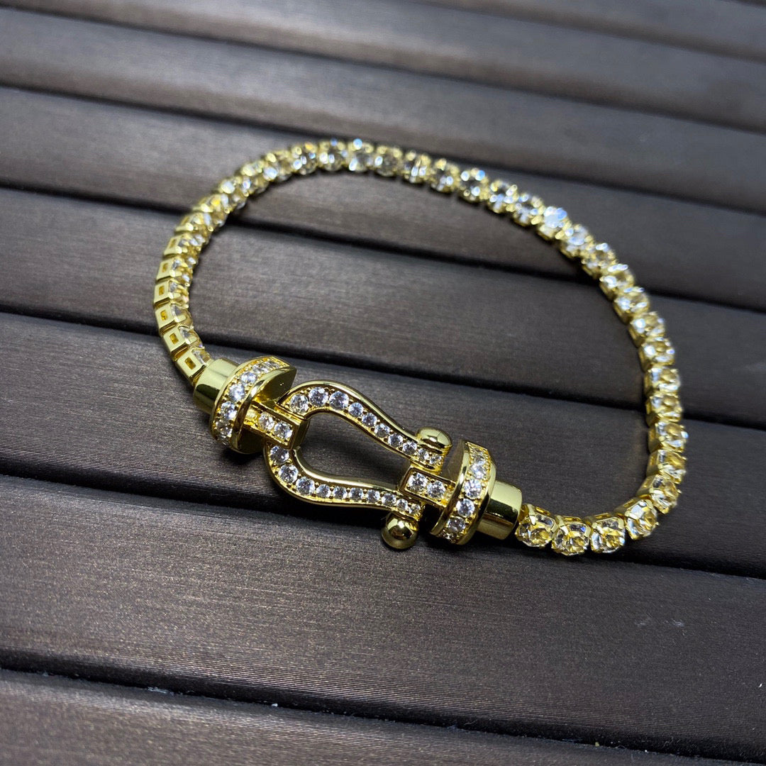 [Shinejoy]FORCE  LARGE HORSESHOE FULL DIAMOND TENNIS BRACELET
