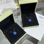 [Shinejoy]CLOVER 15MM DIAMOND AND BLUE AGATE NECKLACE