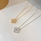 [Shinejoy]CLOVER 15MM DIAMOND SINGLE FLOWER NECKLACE