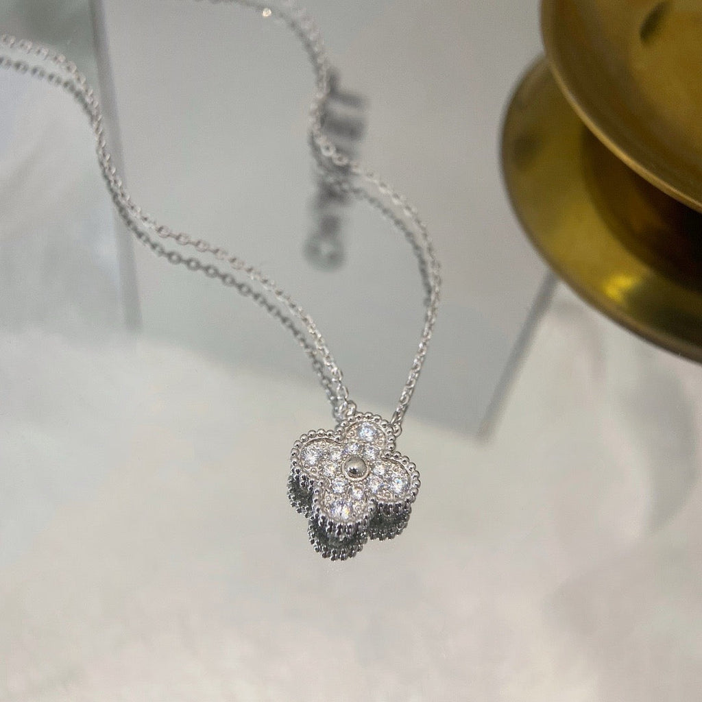 [Shinejoy]CLOVER 15MM DIAMOND SINGLE FLOWER NECKLACE