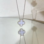 [Shinejoy]CLOVER 15MM BLUE CHALCEDONY NECKLACE SILVER