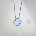 [Shinejoy]CLOVER 15MM BLUE CHALCEDONY NECKLACE SILVER