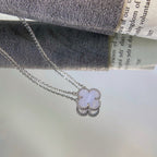 [Shinejoy]CLOVER 15MM BLUE CHALCEDONY NECKLACE SILVER