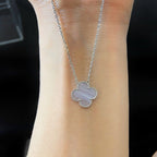 [Shinejoy]CLOVER 15MM BLUE CHALCEDONY NECKLACE SILVER