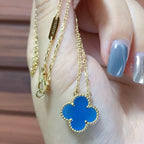 [Shinejoy]CLOVER 15MM BLUE AGATE NECKLACE