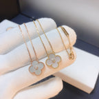 [Shinejoy]CLOVER 15MM DIAMOND WHITE FRITILLARIA NECKLACE