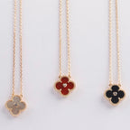 [Shinejoy]CLOVER 15MM DIAMOND CARNELIAN NECKLACE