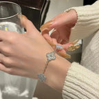 [⭐Shinejoy] クローバー 5モチーフ パープルカルセドニーブレスレットコレクション