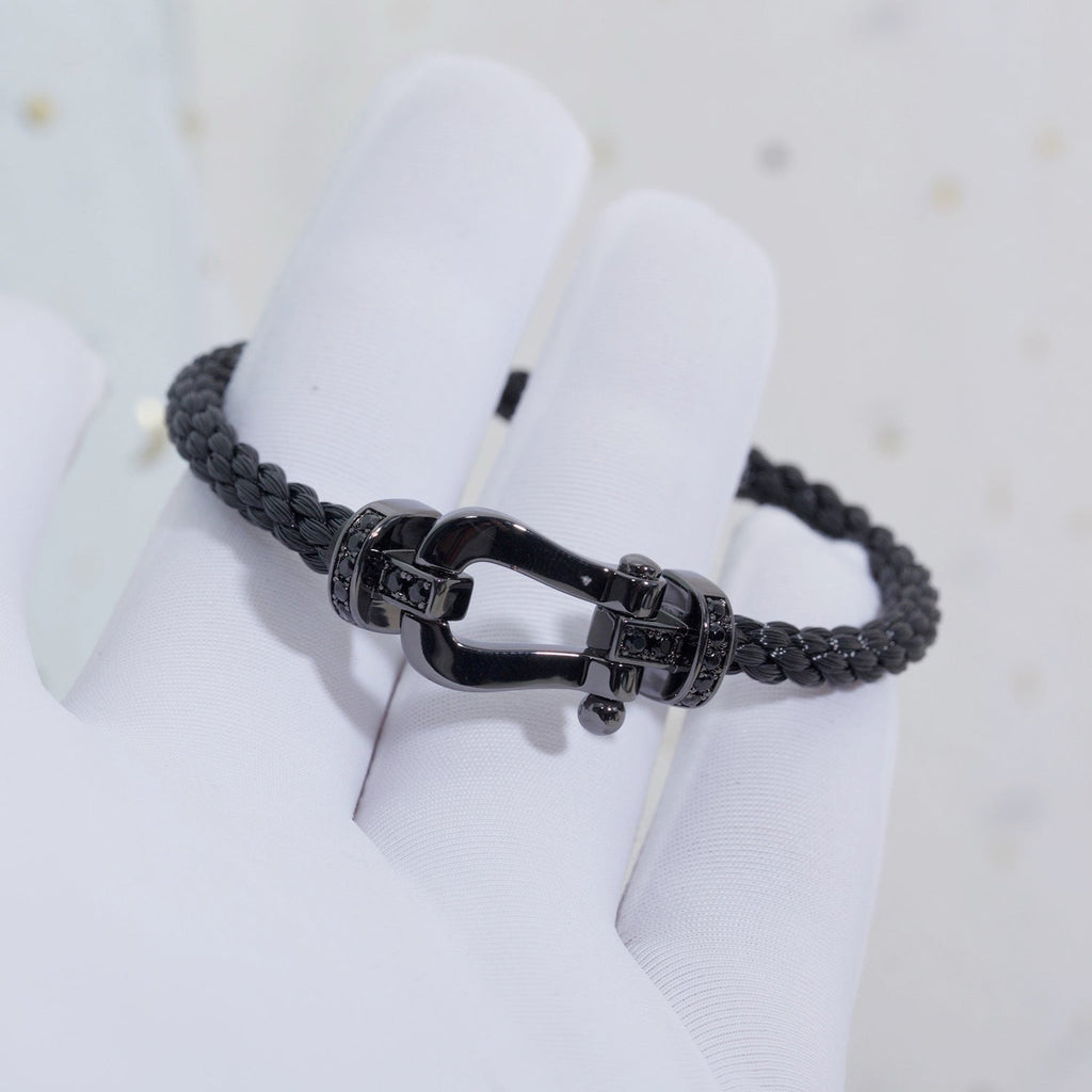 [Shinejoy]FORCE GRANDE SÉRIE FER À CHEVAL BRACELET SAMOURAÏ NOIR