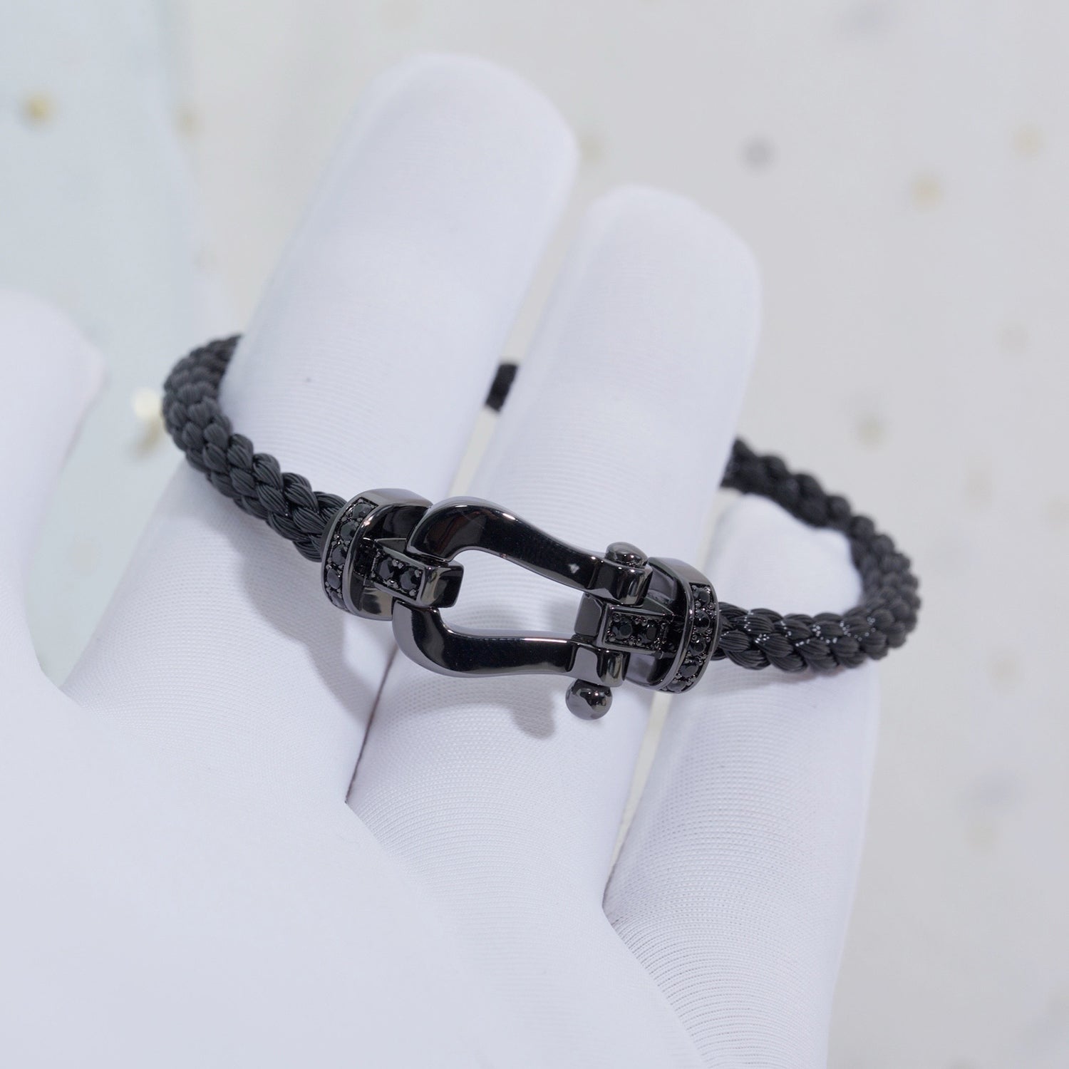 [Shinejoy]FORCE GRANDE SÉRIE FER À CHEVAL BRACELET SAMOURAÏ NOIR