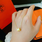 [Shinejoy]H WHITE SQUARE GOLD NECKLACE
