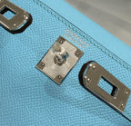HM KELLY MINI 20 BLEU CIEL EPSOM ARGENTÉ