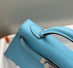 HM KELLY MINI 20 BLEU CIEL EPSOM ARGENTÉ