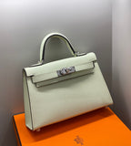 HM KELLY MINI 20 Écume de mer Epsom Quincaillerie argentée