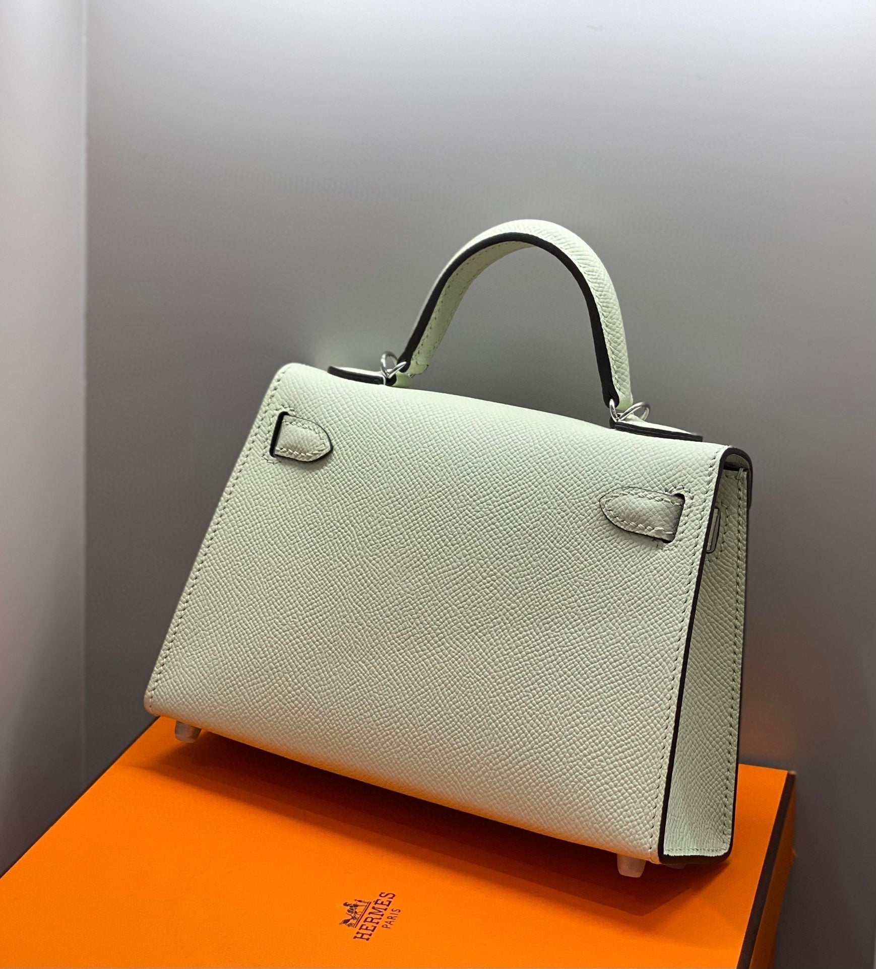 HM KELLY MINI 20 Écume de mer Epsom Quincaillerie argentée