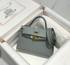 HM KELLY MINI 20 GRIS MOYEN EPSOM FERMOIR DORÉ