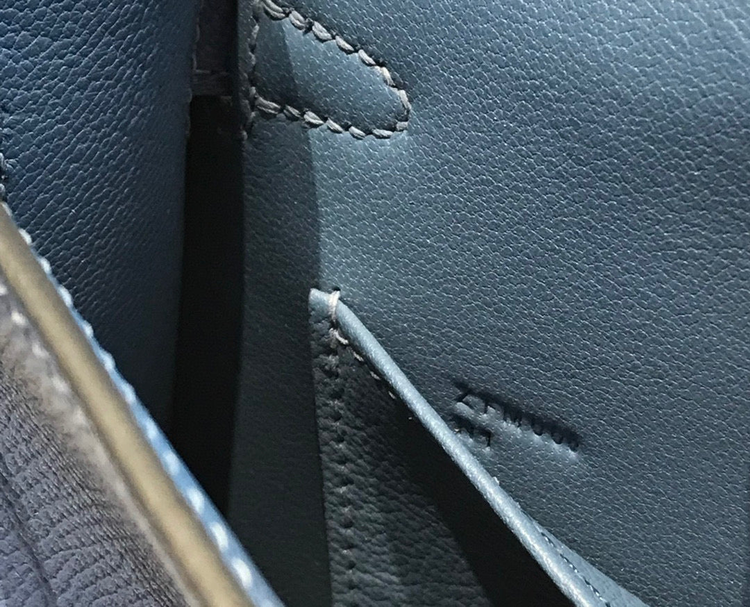 HM KELLY MINI 20 DENIM EPSOM FERMOIR DORÉ