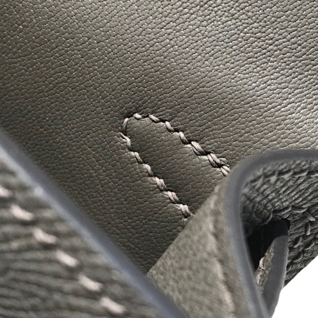 HM KELLY MINI 20 GRIS FONCÉ EPSOM FERMOIR DORÉ