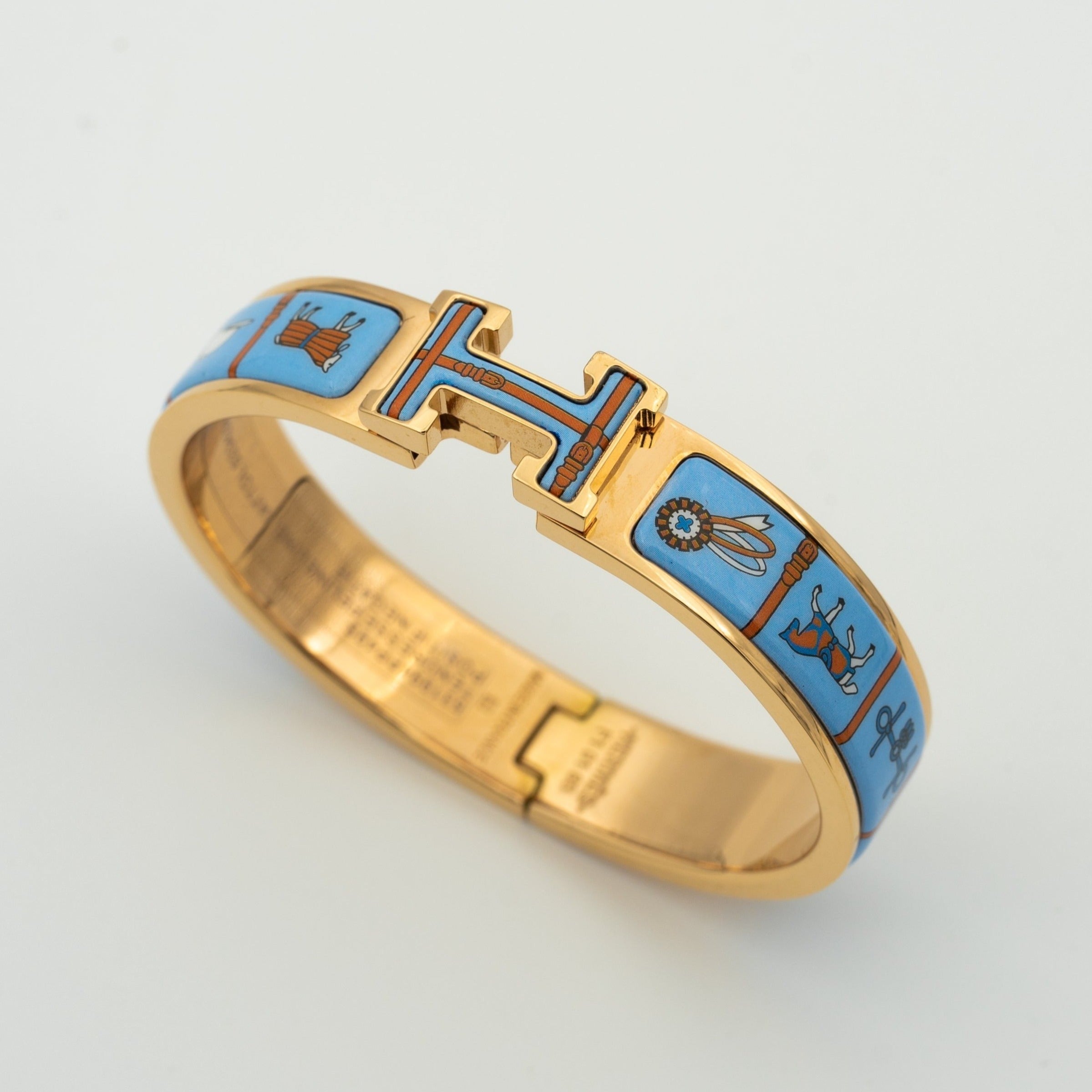 [Shinejoy]H PINK GOLD BRACELET BLUE CERAMIC