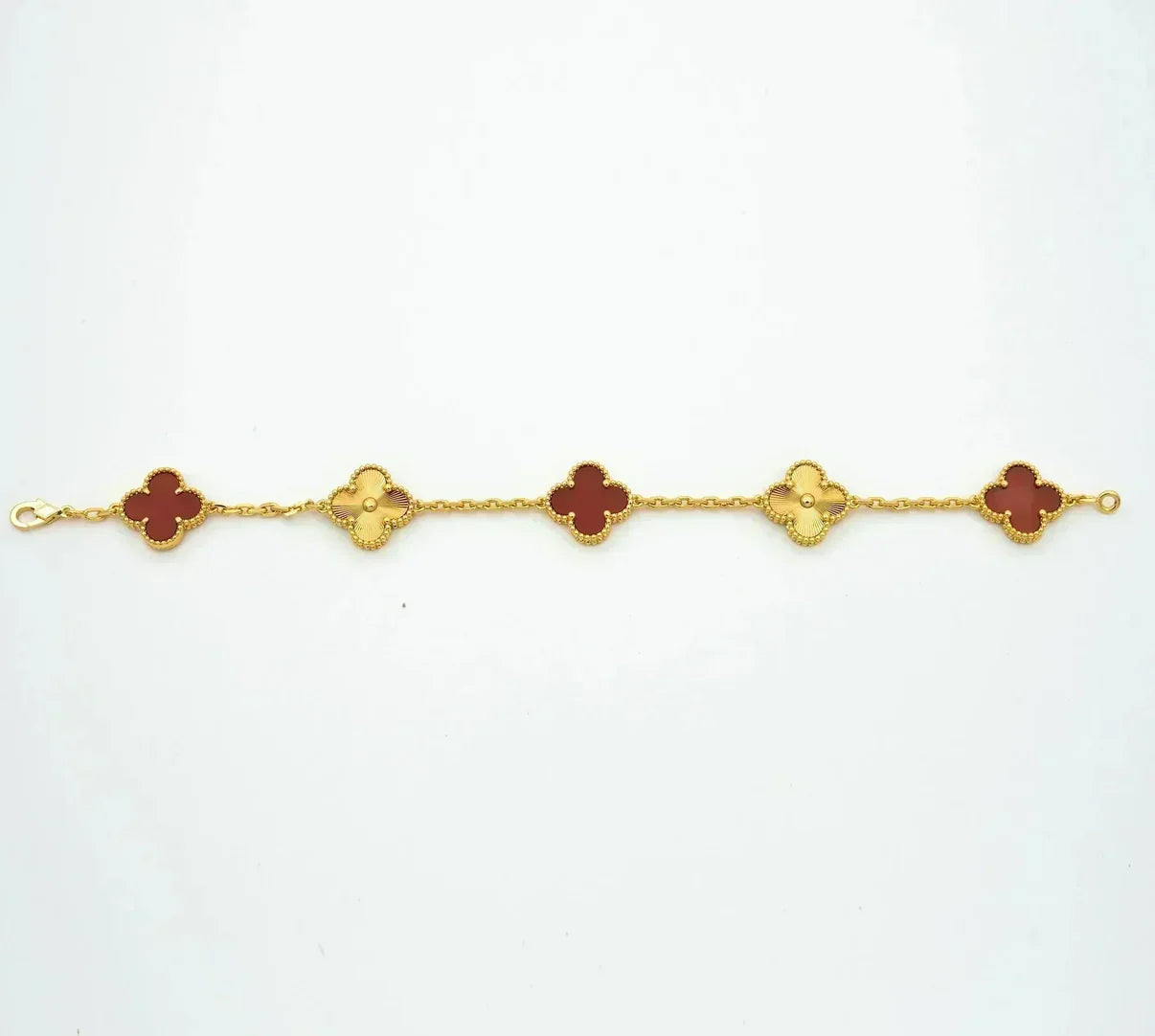 [⭐Shinejoy] COLLECTION DE BRACELETS EN CORNELIENNE ROUGE À MOTIF TRÈFLE 5