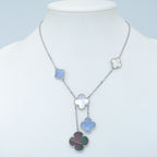 [Shinejoy]CLOVER MOP CHALCEDONY NECKLACE SILVER 6 MOTIF