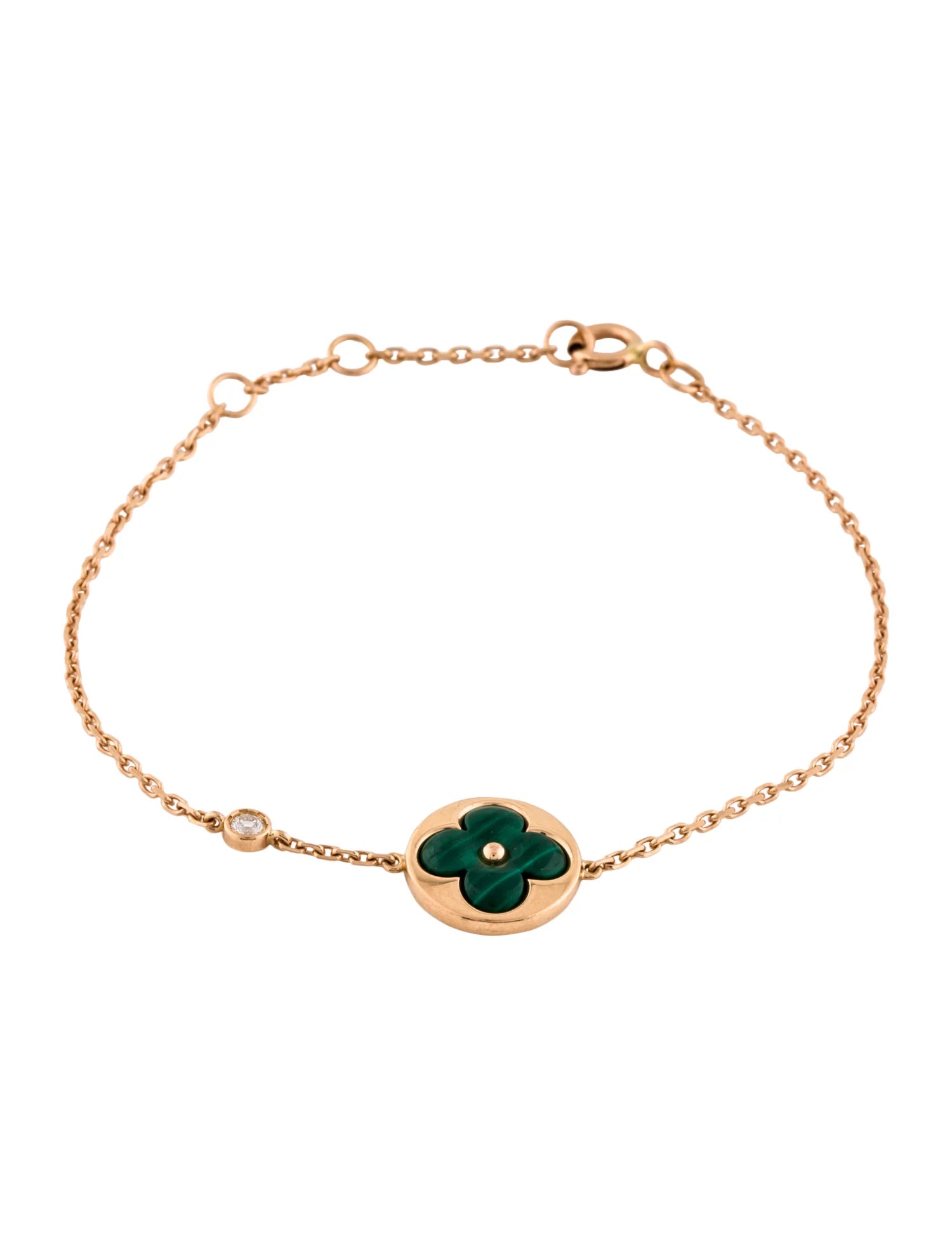 [Shinejoy]SUN MALACHITE 1 DIAMOND PINK GOLD BRACELET
